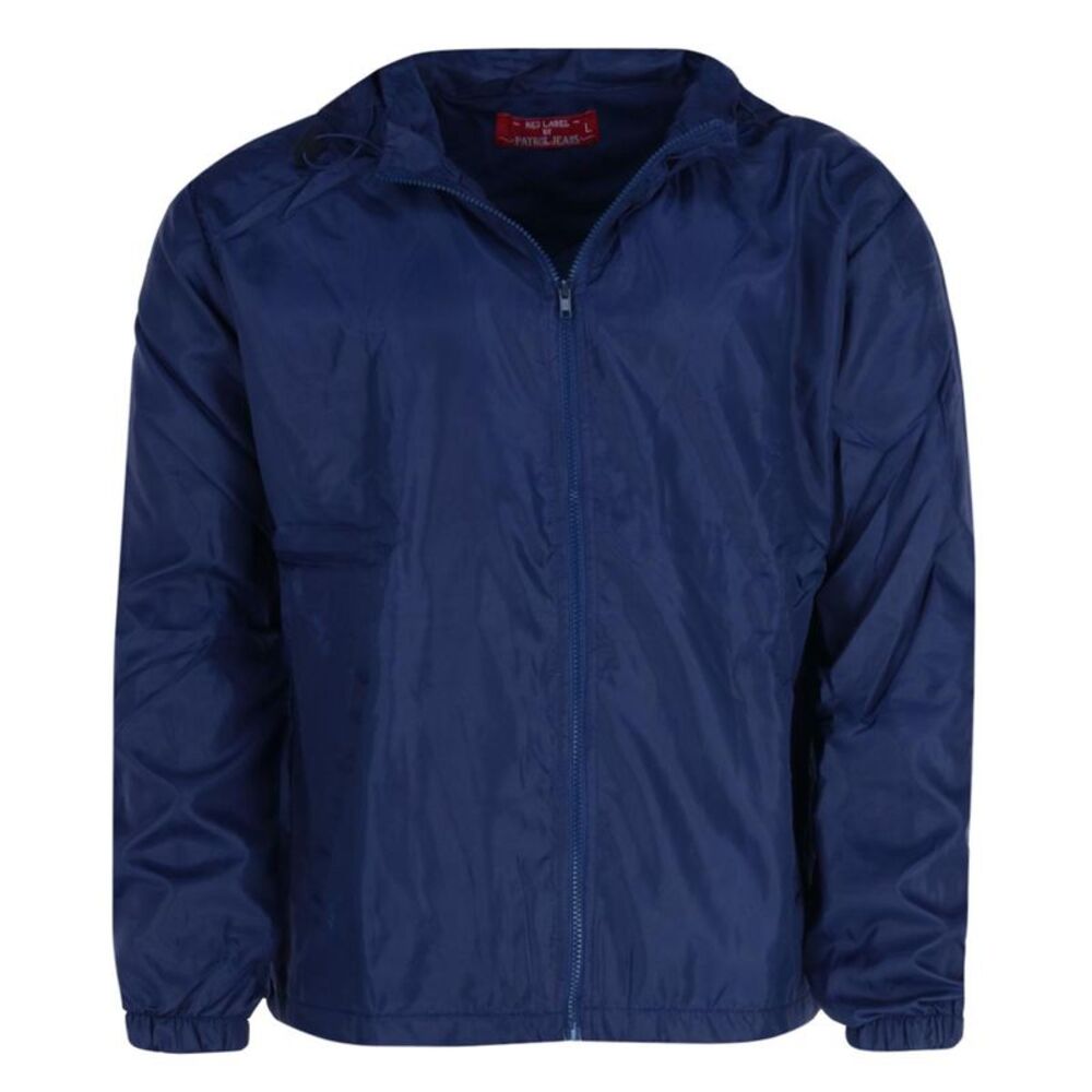 CTM Men's Solid Color Water Resistant Hooded Zip Up Winderbreaker Jacket